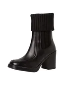 Botki damskie - MARCO TOZZI Damskie botki z obcasem ze skóry z materiałowym ściągaczem, czarny, 41 EU - miniaturka - grafika 1