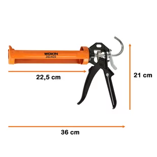 WOKIN Pistolet wyciskacz do silikonu akrylu kleju kartuszy mas obrotowy korpus 360 255mm - Narzędzia warsztatowe - miniaturka - grafika 2