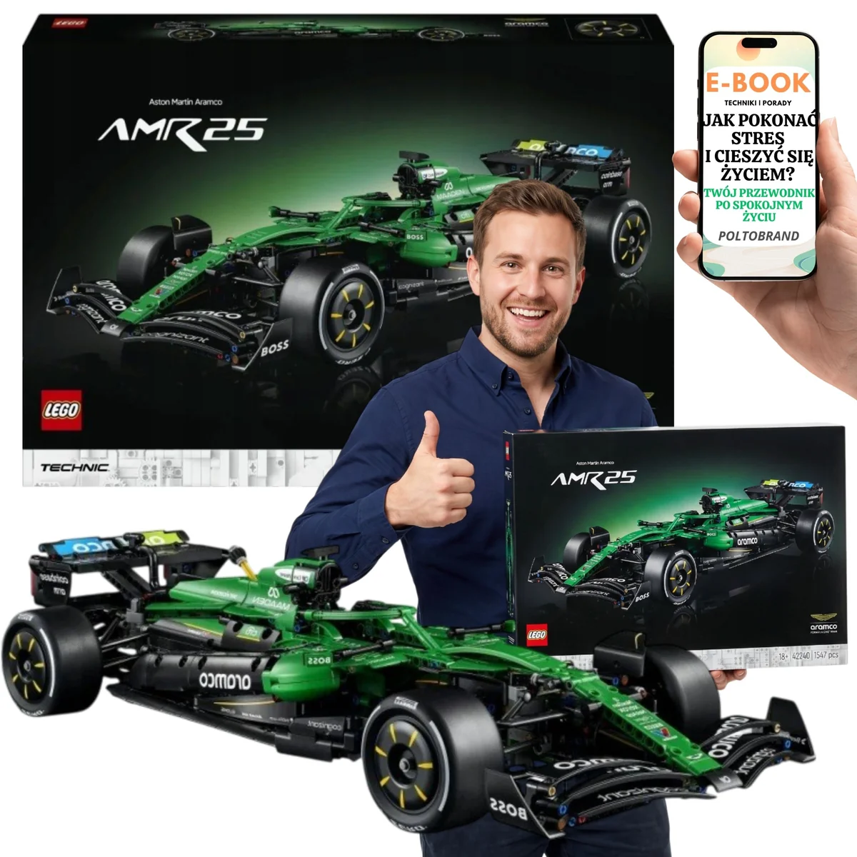 LEGO Technic 42240 Bolid F1 Aston Martin Aramco Kolekcjonerski Model Prezent Dla Fana F1