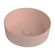 Umywalki - Massi Umywalka ceramiczna nablatowa okrągła różowa bez otworu na baterię 42 cm LERA Pink - miniaturka - grafika 1