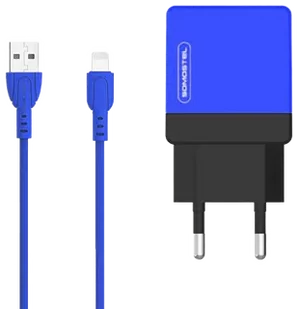 Ładowarka sieciowa do telefonu DUAL USB 2A Somostel + kabel lightning niebieska - Ładowarki do telefonów - miniaturka - grafika 1