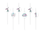 Słomki do napojów - Słomki urodzinowe Syrenka - 6 szt. - miniaturka - grafika 1