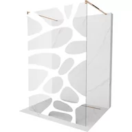 Ścianki i drzwi prysznicowe - Mexen Kioto ścianka prysznicowa wolnostojąca 140 x 200 cm, transparent/biały wzór 8 mm, różowe złoto - miniaturka - grafika 1