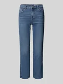 Spodnie damskie - Jeansy o kroju regular fit z wysokim stanem i dołem bez wykończenia model ‘SHEILA’ - miniaturka - grafika 1