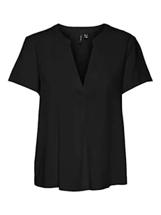 VERO MODA Damski top Vmmymilo Ss WVN Ga, czarny, M - Koszulki i topy damskie - miniaturka - grafika 1