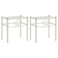 Szafki nocne - vidaXL Lumarko Szafki nocne, 2 szt., biało-przezroczyste, metal i szkło 325110 - miniaturka - grafika 1