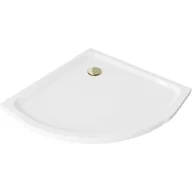 Brodziki prysznicowe - Mexen Flat brodzik półokrągły slim 80 x 80 cm, biały, syfon złoty - miniaturka - grafika 1