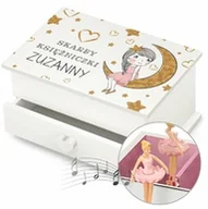 Pozytywki dla dzieci - Szkatułka na biżuterię z pozytywką i szufladką z nadrukiem dla dziewczynki na imieniny - miniaturka - grafika 1