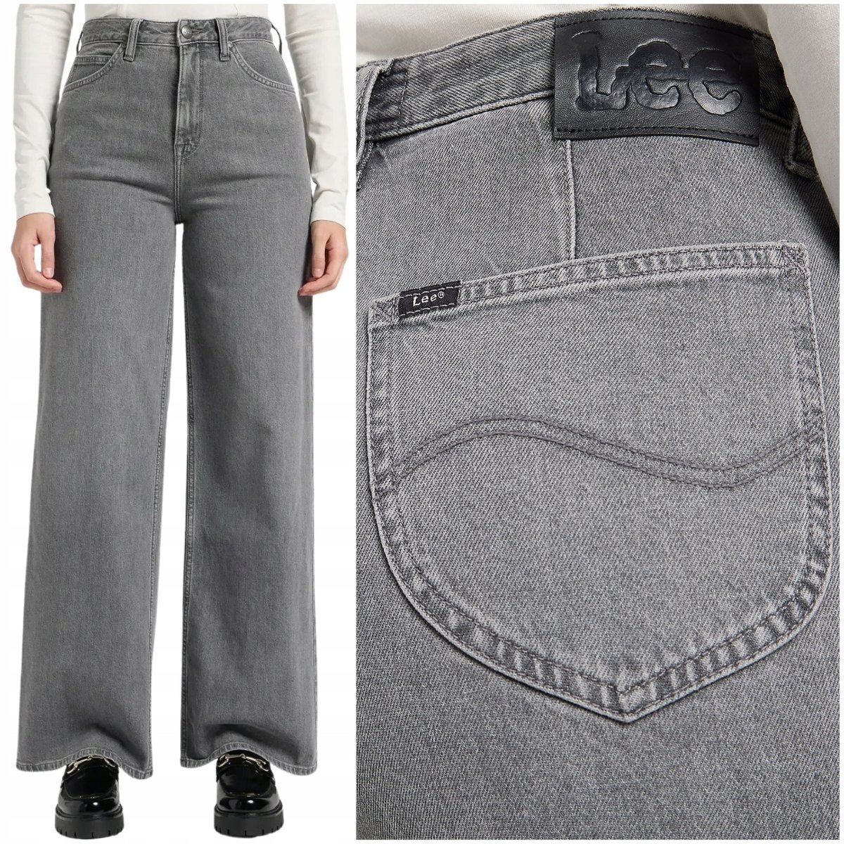 Lee Stella A Line wysokie szerokie damskie spodnie jeansowe palazzo W31 L33