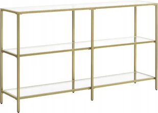 Metalowa konsola ze szklanymi półkami art deco glamour 130 cm - Konsole i sekretarzyki - miniaturka - grafika 1