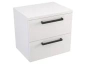 Szafki łazienkowe - Szafka Wisząca Z Blatem ATH 50 cm - Biały Mat - Uchwyty Czarne Matowe - miniaturka - grafika 1