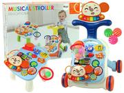 Zabawki interaktywne dla dzieci - Import LEANToys Interaktywny Pchacz Chodzik Stolik 2w1 Niebieski LT-9481-0 - miniaturka - grafika 1