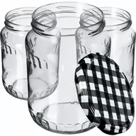 Pojemniki kuchenne - Szklane słoiki Jukka 720ml 48 szt. 82mm + wieczka "Czarna Krata" - miniaturka - grafika 1