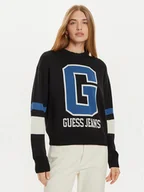 Swetry damskie - Guess Jeans Sweter W4BR11 Z3HN2 Czarny Regular Fit - miniaturka - grafika 1