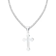 Bransoletki - Srebrny łańcuszek z krzyżykiem frezowany SREBRO 92 - miniaturka - grafika 1