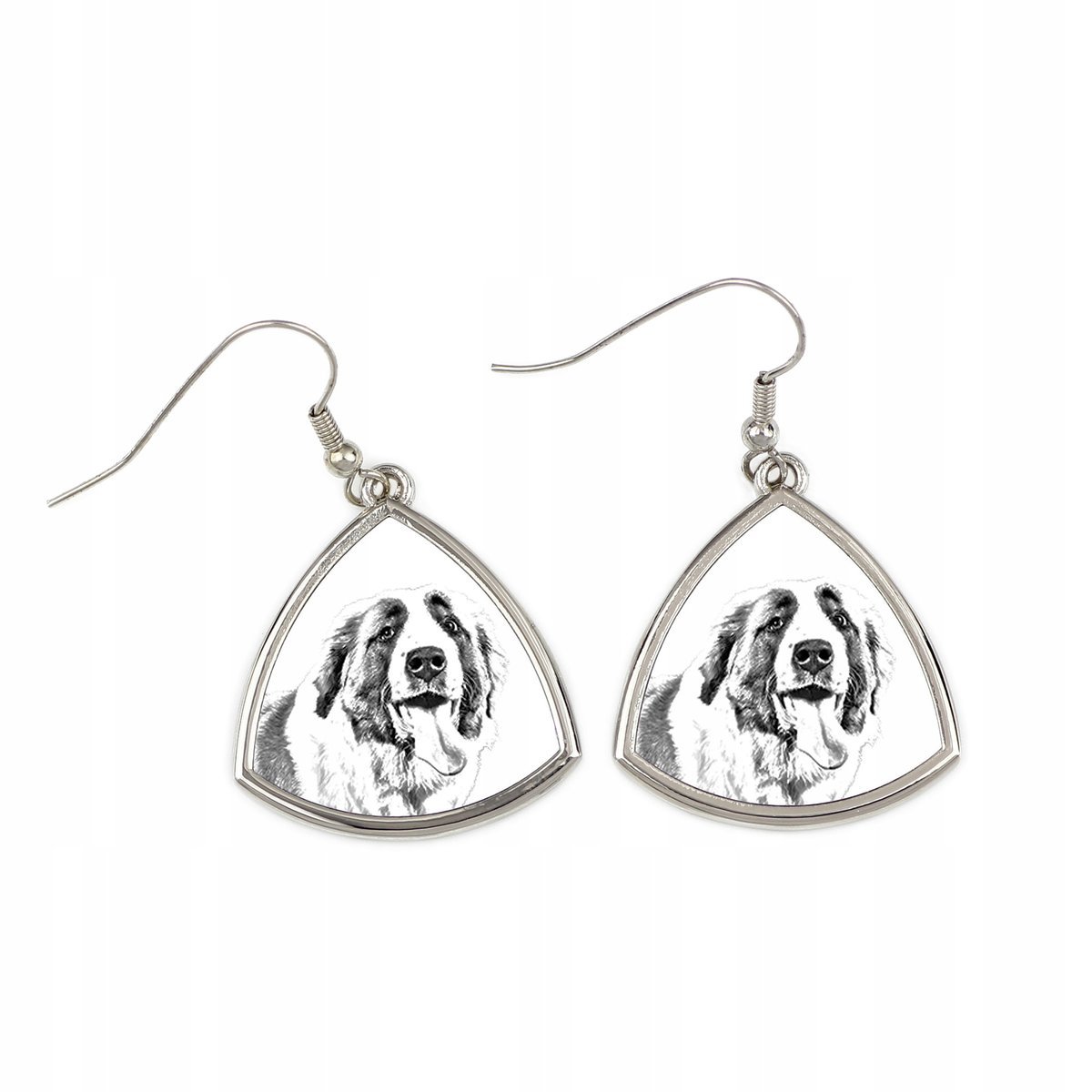 Bernardyn, Pies św. Bernarda - kolczyki z psem, wiszące kolczyki ze zdjęcie