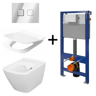 Cersanit Zestaw podtynkowy SET B212 Aqua 52 + City Square Clean On+ deska Metropolitan + przycisk Accento kwadrat chrom S701-399 S701-399 - Stelaże i zestawy podtynkowe do WC - miniaturka - grafika 2