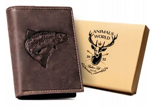 Portfel skórzany Always Wild N4-CHM-FISH brązowy tłoczenie ryba - Portfele - miniaturka - grafika 1