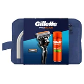 Maszynki do golenia i wkłady - Zestaw Gillette Proglide, maszynka, 1 sztuka + ostrze, 1 sztuka + żel do golenia, 200 ml + kosmetyczka, 1 sztuka - miniaturka - grafika 1