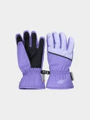 Rękawiczki - 4F Rękawiczki narciarskie dziecięce - fioletowe XL - miniaturka - grafika 1