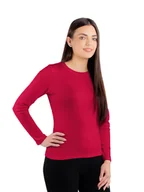 Bluzki damskie - Damska bluzka prążkowana Długi Rękaw Ilona bordowa Golden Queen r.XL - miniaturka - grafika 1