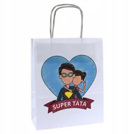 Akcesoria do pakowania - torba SUPER TATA prezent dzień ojca papierowa torebka z nadrukiem A5 - miniaturka - grafika 1