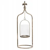 Świeczniki - LAMPION LATARENKA METALOWA SZKLANA świecznik metalowy złoty retro stojący - miniaturka - grafika 1