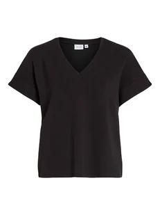Vila Koszulka w kolorze czarnym - Koszulki i topy damskie - miniaturka - grafika 1