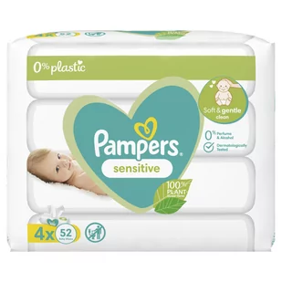 PAMPERS Sensitive Baby Chusteczki nawilżane dla niemowląt 4 x 52 szt = 208 - Chusteczki nawilżane - miniaturka - grafika 1