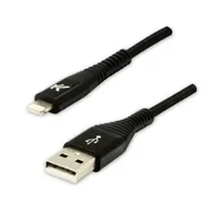 Kable USB - Kabel USB Logo USB-A - Lightning 2 m Czarny - miniaturka - grafika 1
