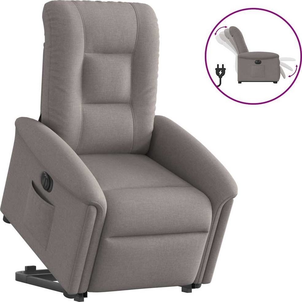 vidaXL Podnoszony fotel rozkładany, elektryczny, kolor taupe, tkanina