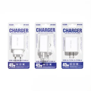 ŁAD SIEC KIDDY SERIES 45W RP-U139 2xUSB-C/1xUSB WHITE - Ładowarki samochodowe - miniaturka - grafika 1