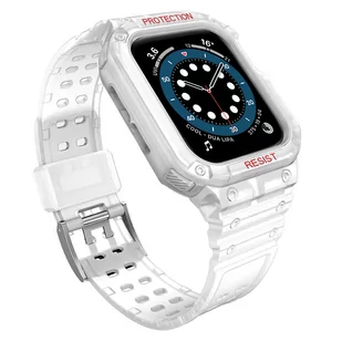 Protect Strap Band opaska z etui do Watch 7 / 6 / 5 / 4 / 3 / 2 / SE (41 / 40 / 38mm) obudowa pancerny pokrowiec na zegarek biały - Akcesoria do smartwatchy - miniaturka - grafika 1
