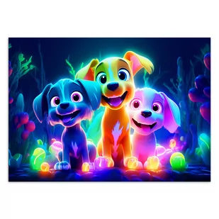 Fototapeta, Neonowe psy z kreskówki (Rozmiar 350x245) - Fototapety - miniaturka - grafika 3