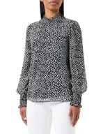 Koszulki i topy damskie - Bestseller A/S VMHOLLY LS Smock Top WVN GA, Black/Aop: joey Dot, XL - miniaturka - grafika 1