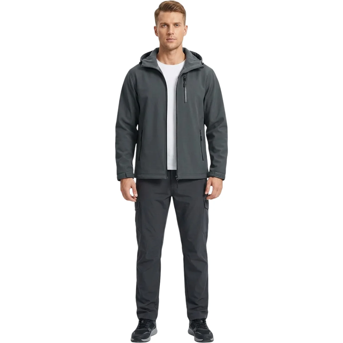Męska Kurtka Softshell Wodoodporna Ocieplana Wiatroszczelna Szara XL