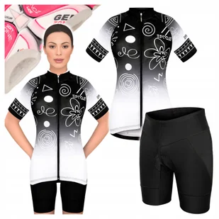 Strój Kolarski Damski rozm L XL Koszulka Spodenki Rowerowe z Wkładką Żelową - Spodenki rowerowe - miniaturka - grafika 1