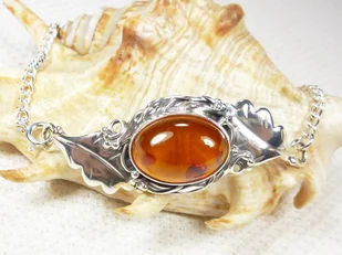 529-17 Bransoleta Srebro z Bursztynem - Bransoletki - miniaturka - grafika 1