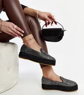 Espadryle damskie - Czarne espadryle zdobione srebrną nitką Havin-38 - miniaturka - grafika 1