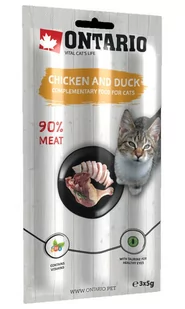 Ontario Kabanos Dla Kota Kurczak I Kaczka 3x5g - Przysmaki dla kotów - miniaturka - grafika 1