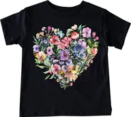 Koszulki dla dziewczynek - CZARNA Koszulki z sercem dla dziewczynki SERCE31 - miniaturka - grafika 1