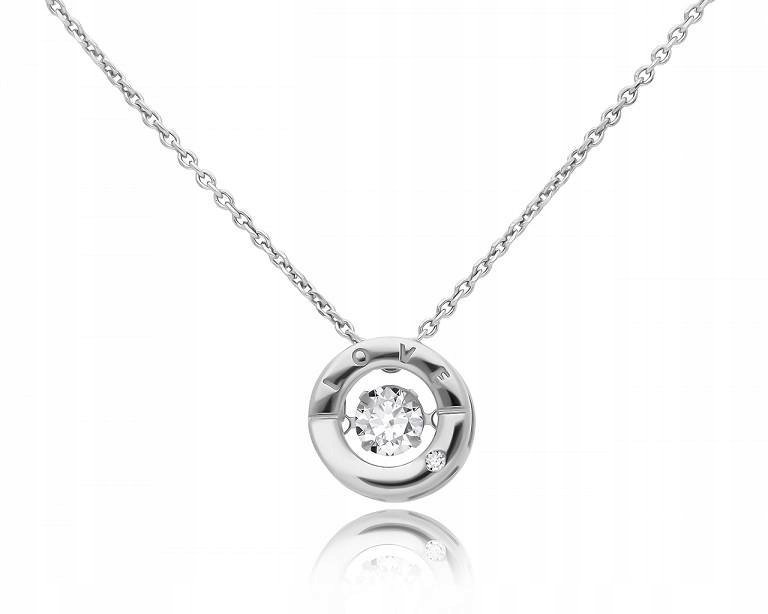 Naszyjnik srebrny damski okrągła zawieszka z cyrkonią pr.925