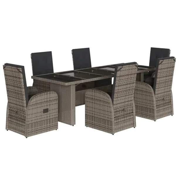 Zestaw Mebli Ogrodowych Rattan PE Szary 240x90x75 cm, 6 Krzeseł