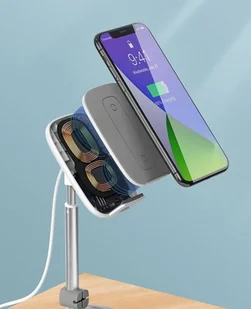 Baseus bezprzewodowa ładowarka Qi 15 W teleskopowy stojak uchwyt podstawka na telefon z kablem USB różowy (SUWY-D0R) hurtel-63471-0 - Ładowarki do telefonów - miniaturka - grafika 34