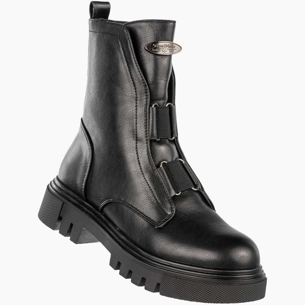 Botki Damskie Ekoskóra Trapery Buty Ocieplane Na Zimę Czarne Jezzi RMR2150-19 Czarny 40