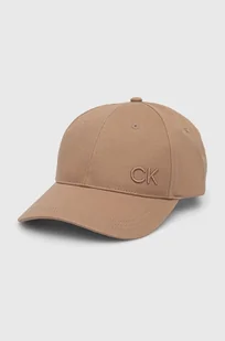 Calvin Klein czapka z daszkiem bawełniana kolor brązowy z aplikacją K60K612000 - Czapki damskie - miniaturka - grafika 1