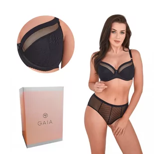 Biustonosz z tiulem Semi-Soft Emma 1204 półusztywniany czarny  70H - Biustonosze - miniaturka - grafika 1