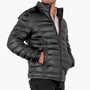 Kurtka Męska Puchowa Ocieplana Czarna Pikowana K-3-2024 Czarny 54 - Kurtki męskie - miniaturka - grafika 1