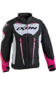 Odzież motocyklowa - Kurtka Motocyklowa Ixon Striker Air Dziecięca Czarny/Złamany Biały/FuksjowyXL - miniaturka - grafika 1
