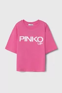 Koszulki dla dziewczynek - Pinko Up t-shirt bawełniany dziecięcy kolor różowy - miniaturka - grafika 1